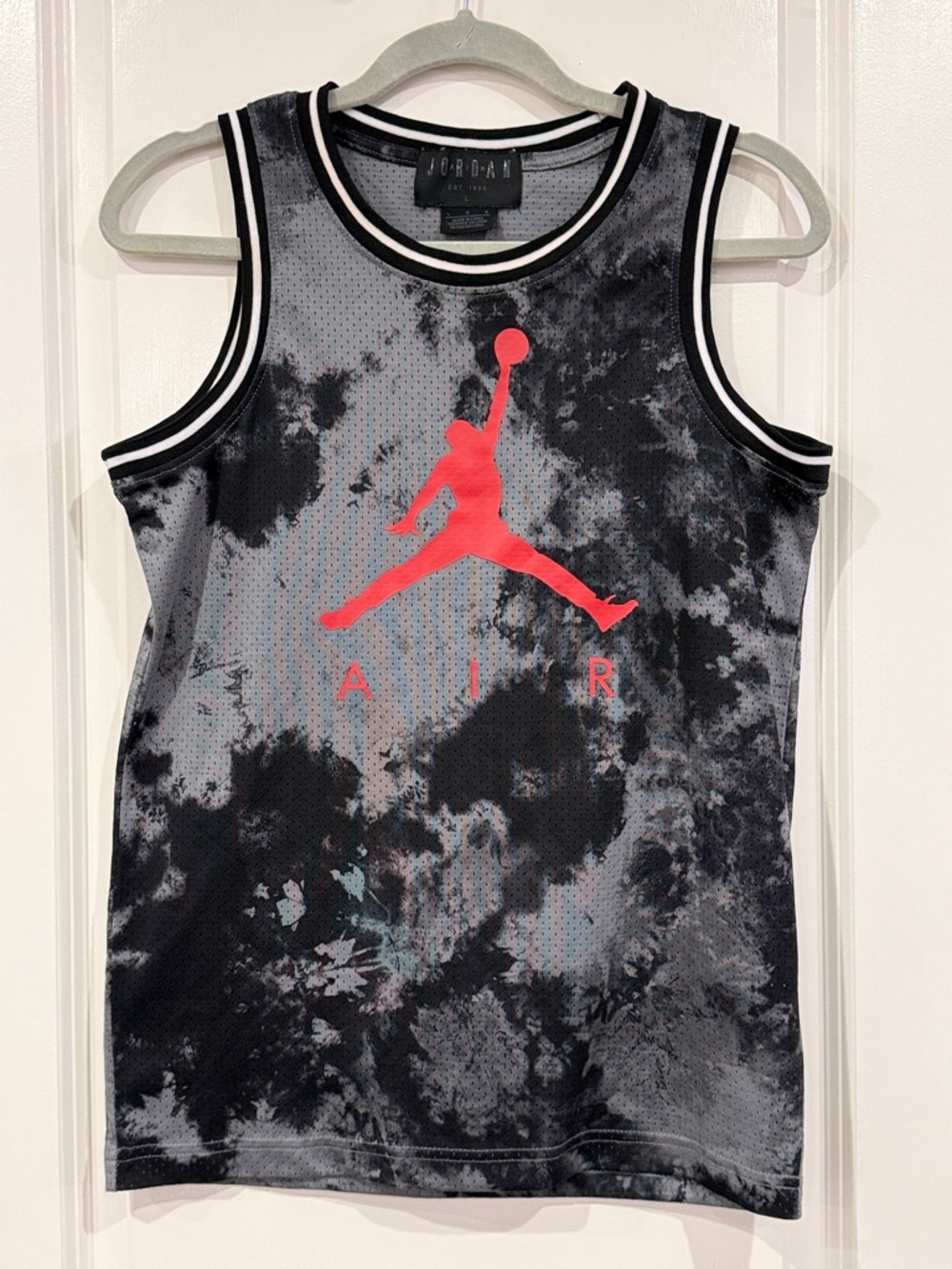 Jordan Black & Gray Tie-Dye Basketball Tank with Red Jumpman